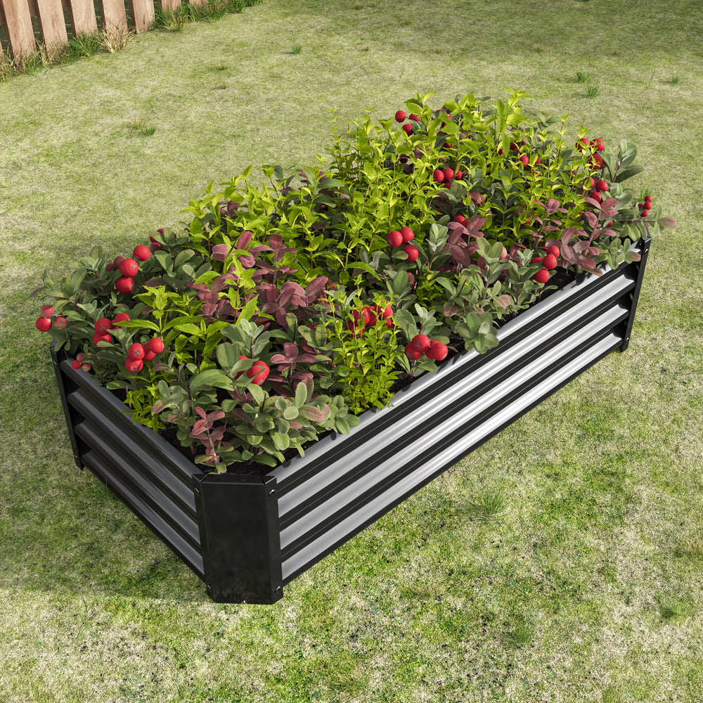 2PCS Black 4×2×1ft Metal Raised Garden Bed, Rectangle Raised Planter for Flowers Plants, Vegetables Herb Media 4