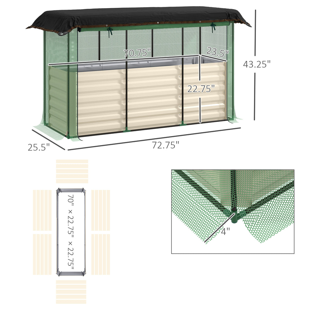 Galvanized Steel Planter Box,Crop Cage and Shade Cloth with Raised Garden Bed Media 2