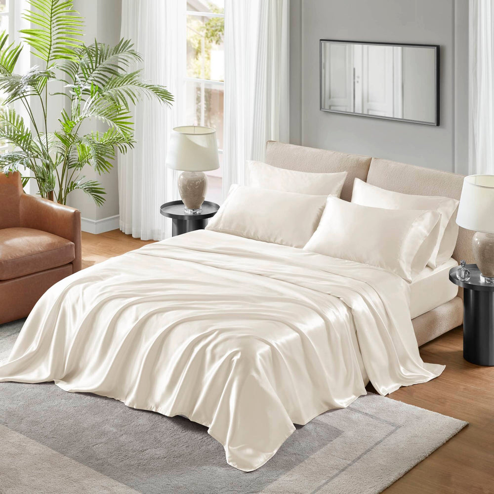 4 PCS Twin Luxury Sheet Set Ivory Media 1