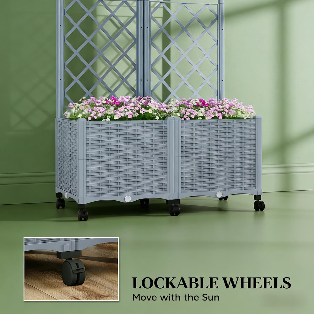 Mobile Raised Garden Bed,Outdoor Stylish Planter Box Media 2