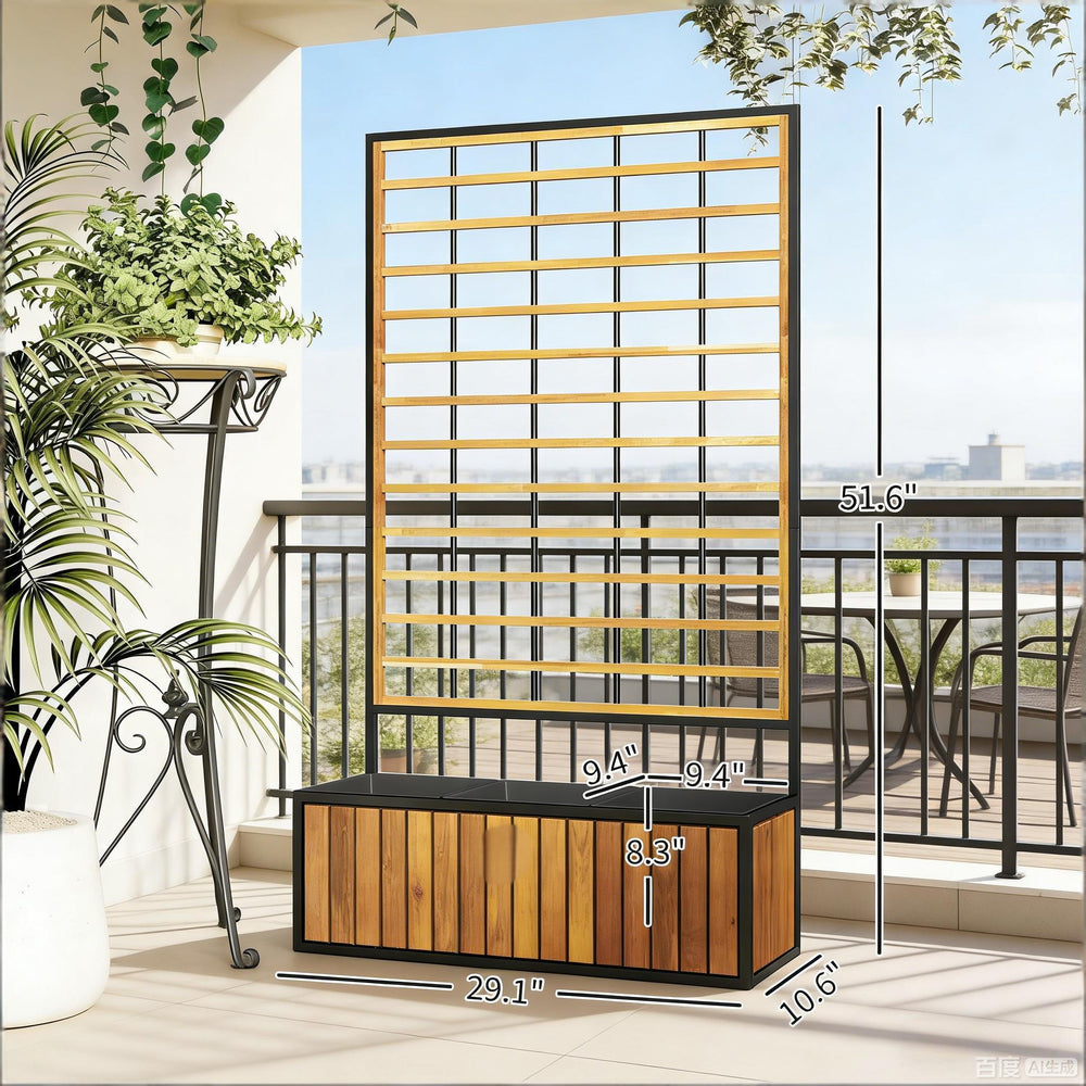 Wooden Raised Garden Bed with Trellis Media 5