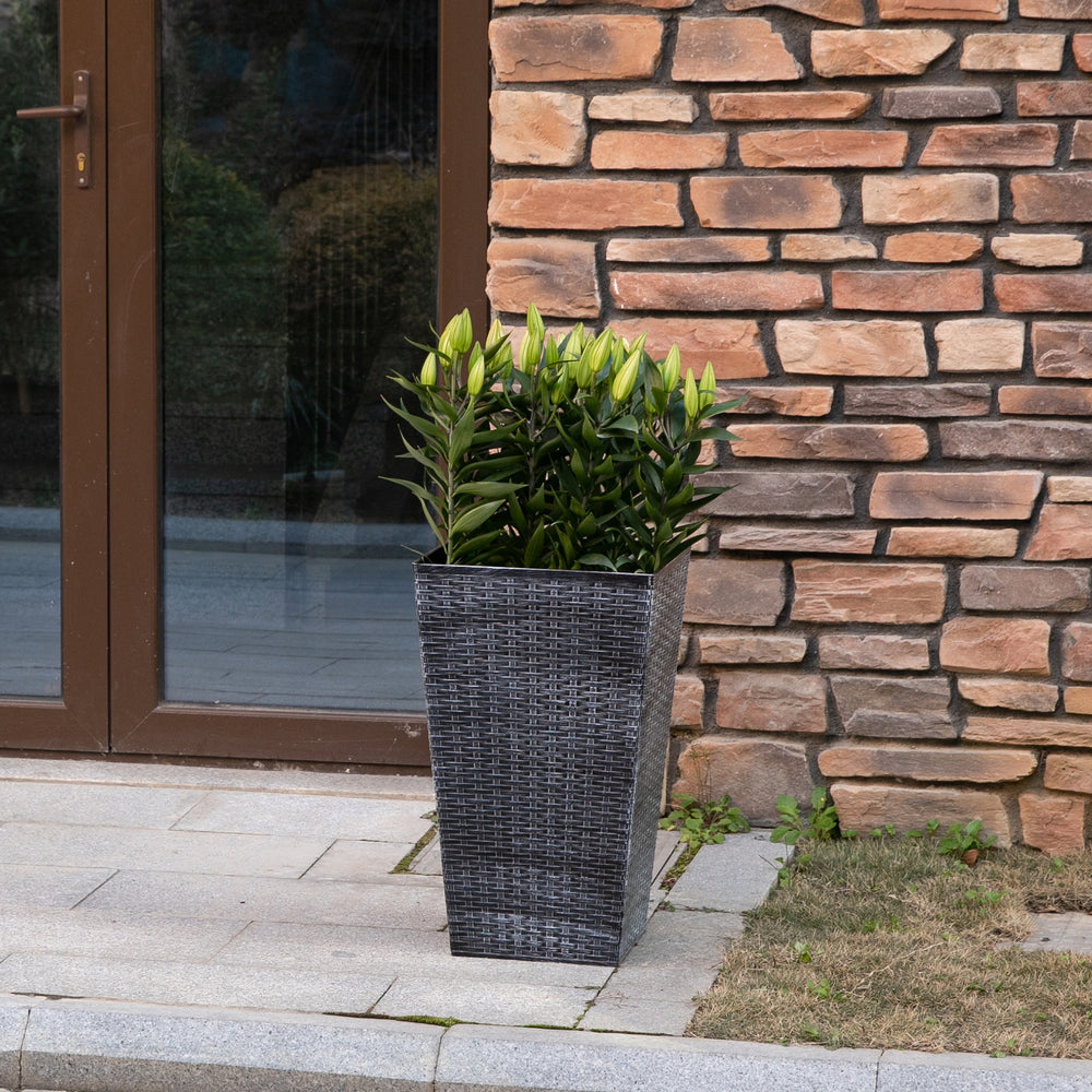 Outsunny Set of 3 Tall Planters with Drainage Hole, Outdoor Flower Pots, Indoor Planters for Porch, Front Door, Entryway, Patio and Deck, Gray Media 9