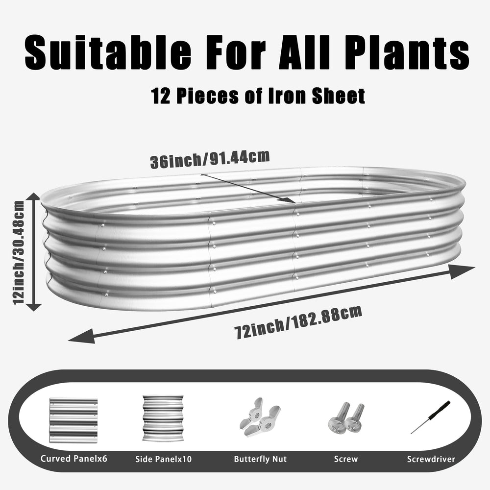 Galvanized Raised Garden Bed Kit, Heavy Duty, Rust-Resistant, 6x3x1ft, Silver Media 3
