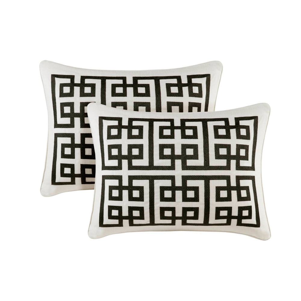 9 PCS King Embroidery Oversized Duvet Style Comforter Set Black/White Media 9