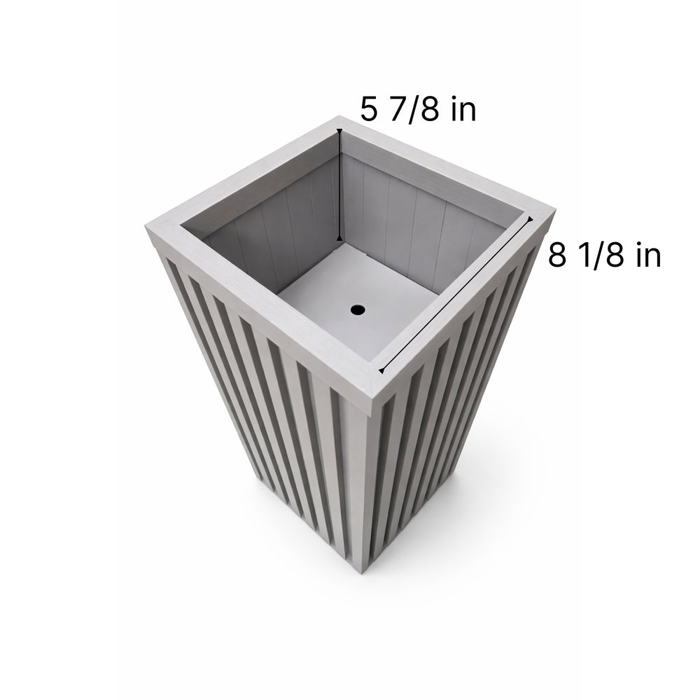 Square Grove Column Planter - Grey Brown Media 6