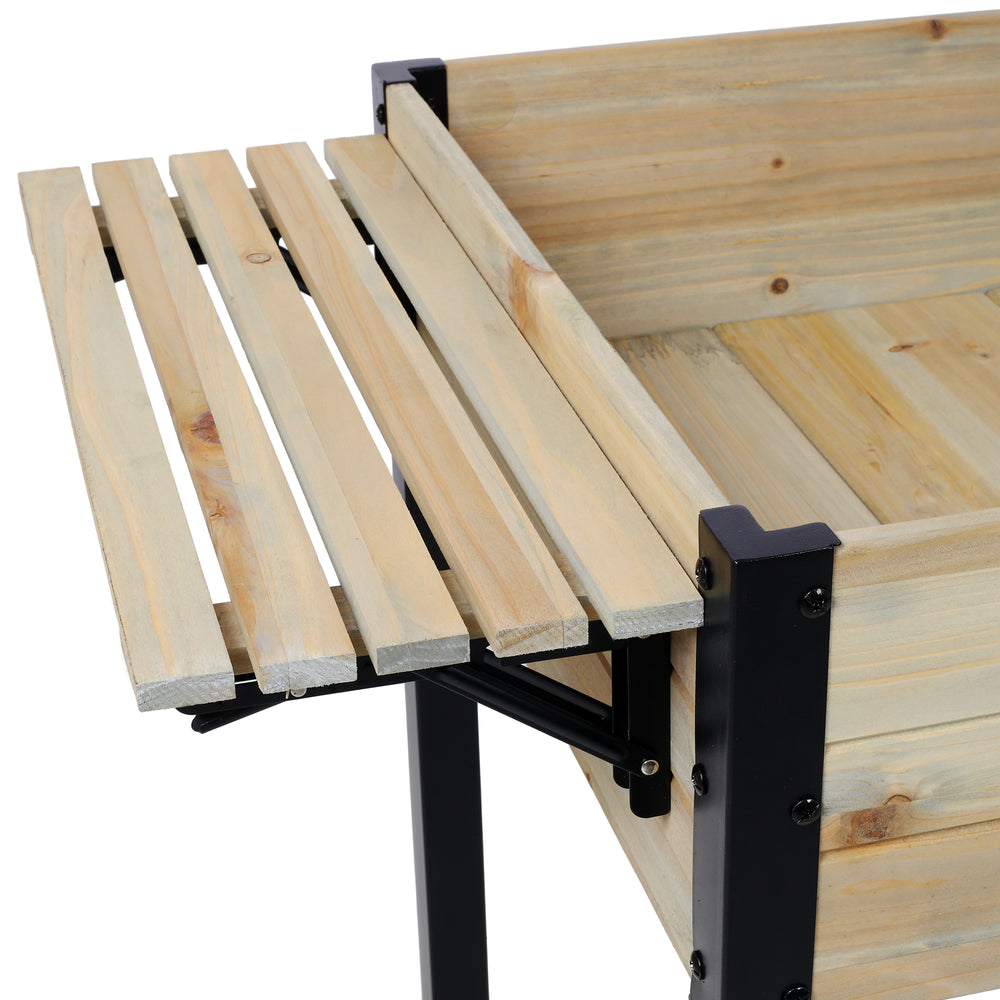 Raised Garden Bed, Metal Leg Wood Planter Boxes with Folding Storage Shelf,Elevated Planter Box for Growing Fresh Herbs, Vegetables, Flowers Great for Outdoor Patio, Deck, Balcony Media 16