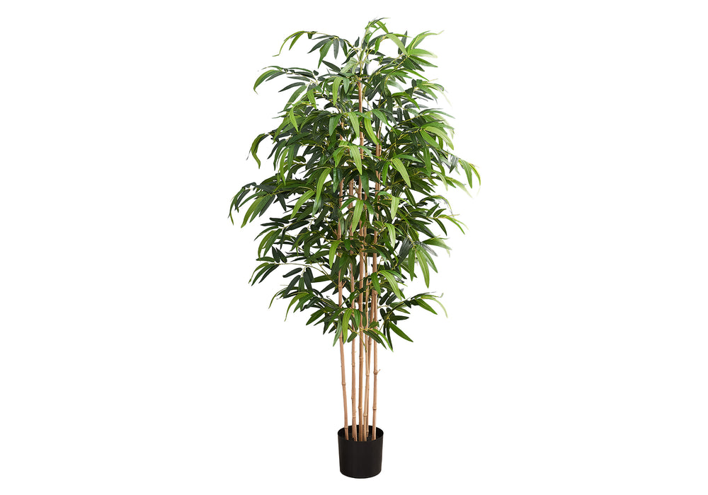 Artificial Plant, 83' Tall, Bamboo Tree, Floor, Indoor, Potted, Real Touch, Green Leaves, Black Pot Media 2