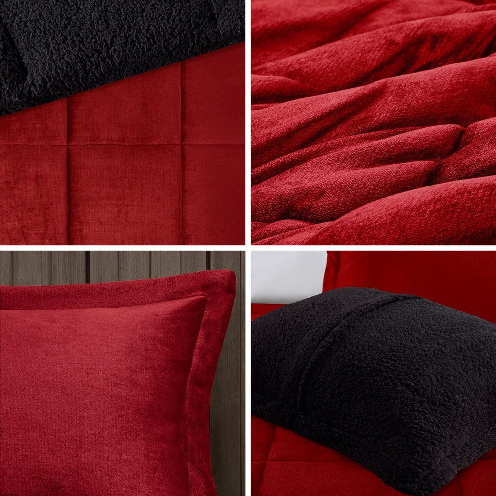 Full/Queen Plush to Sherpa Down Alternative Comforter Set Media 4