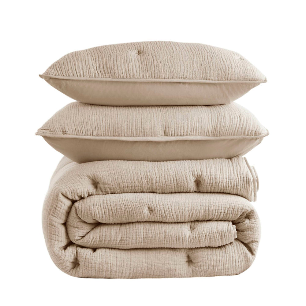 3-Piece King Cotton  Embroidered Quilt Set,Taupe Media 24