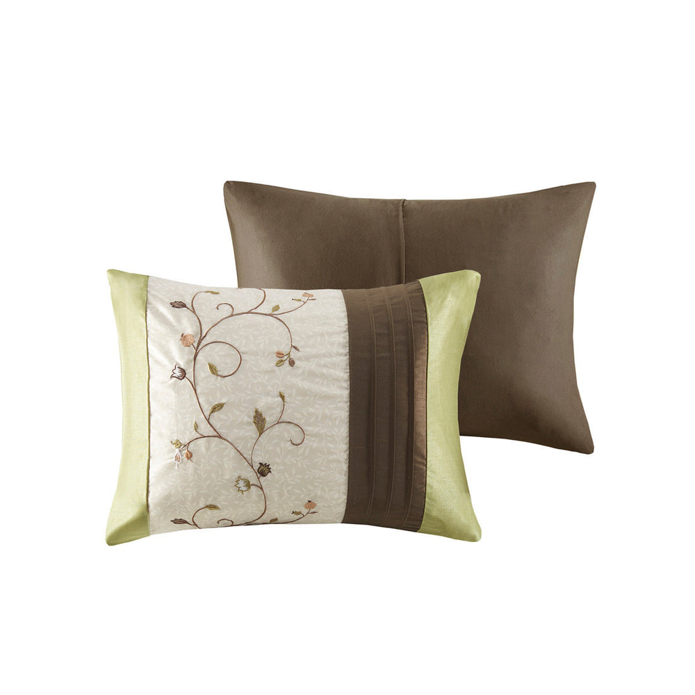 Embroidered 7 Piece Comforter Set Green Cal King Media 13