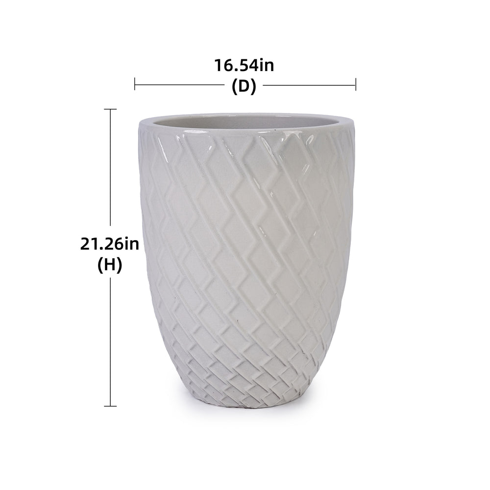 Ceramic Flowerpot, Modern Planter for Patio, Garden, Windowsill - White Media 3