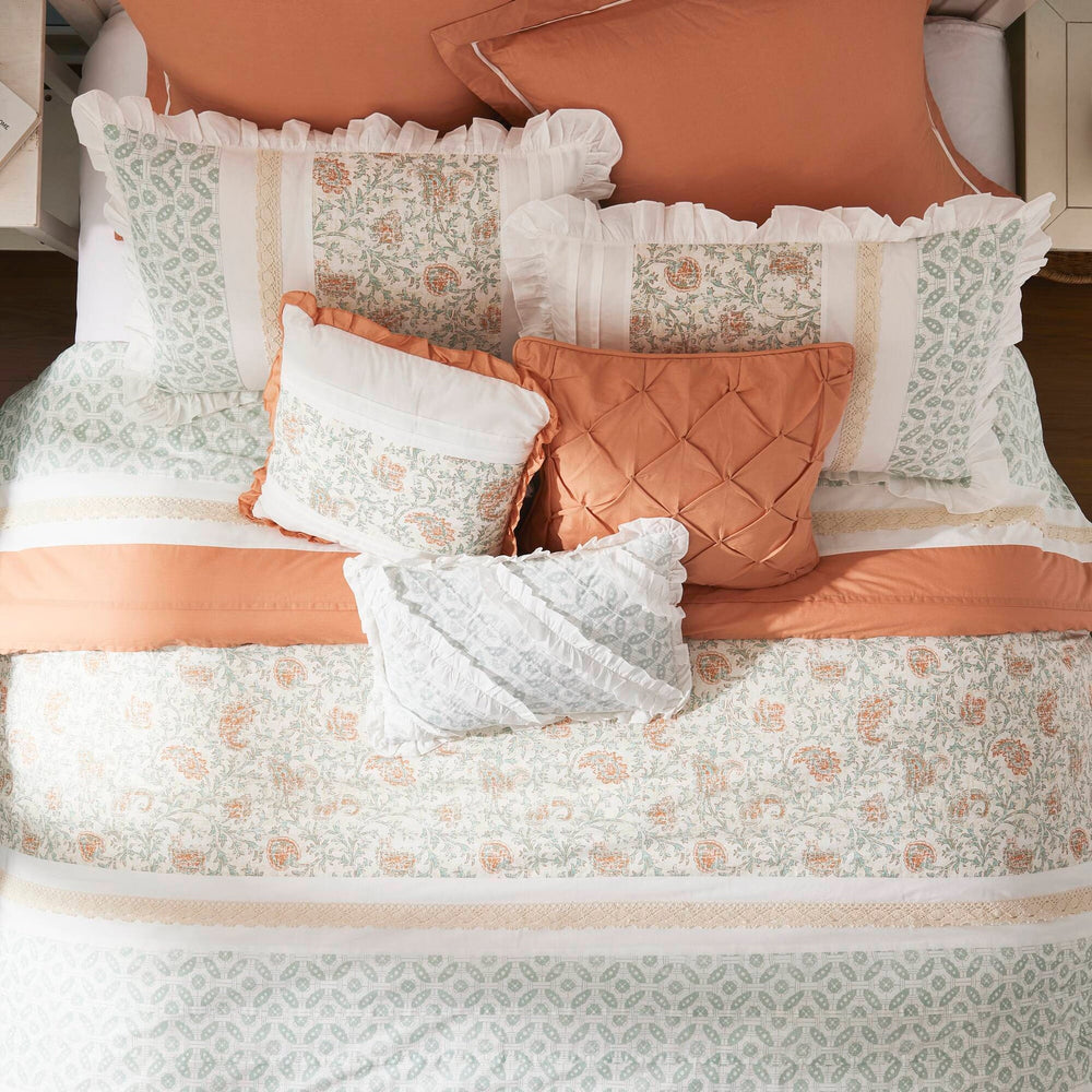 9 Piece Cotton Percale Comforter Set Coral Cal King Media 11