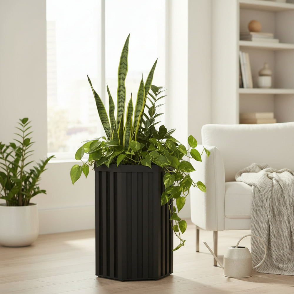 Hexagon Column Planter MD - Dark Bronze Media 1