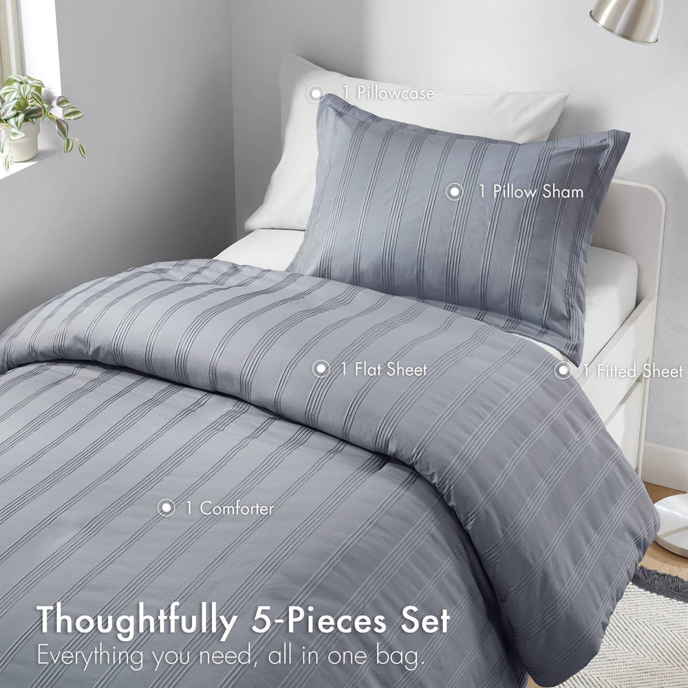 2-Piece Twin/Twin XL Woven Striped Duvet Set Media 9
