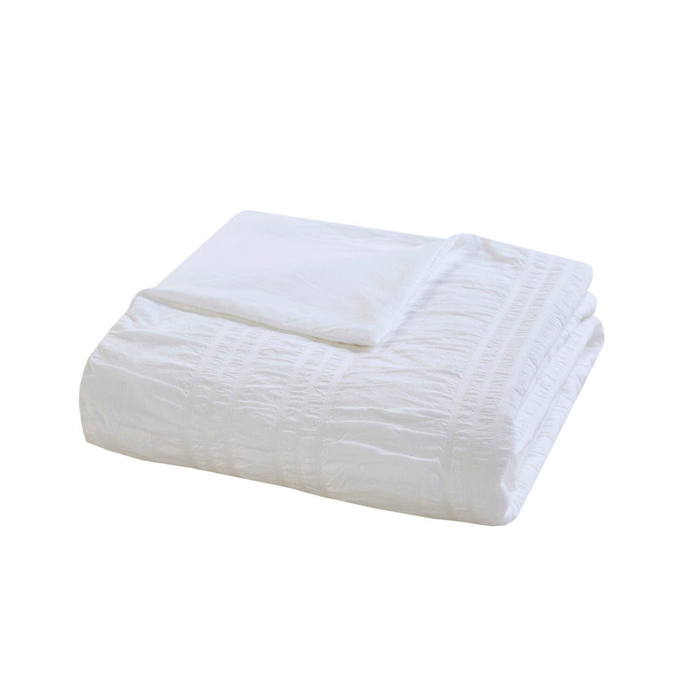 King/Cal King 4 Piece Cotton Seersucker Duvet Cover Set Media 5