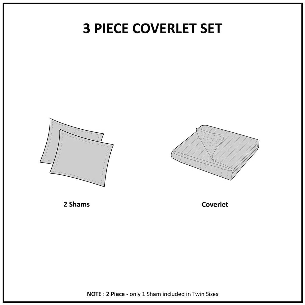 3 Piece Reversible Scalloped Edge Quilt Set Blush King/Cal King Media 3