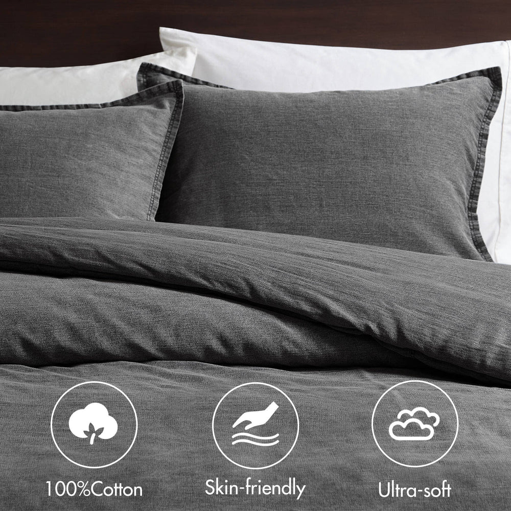 3PCS King/Cal King Twill Washed Duvet Set Media 9