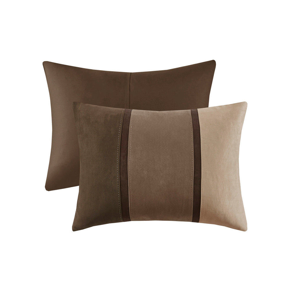 7 Piece Faux Suede Comforter Set Brown Queen Media 7