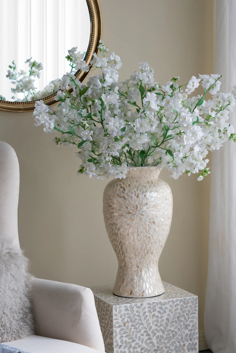 Vase with Gold and White Capiz Shell Design
