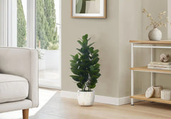 Artificial Plant, 31' Tall, Garcinia Tree, Indoor, Faux, Fake, Floor, Greenery, Potted, Real Touch, Decorative, Green Leaves, White Cement Pot perspective
