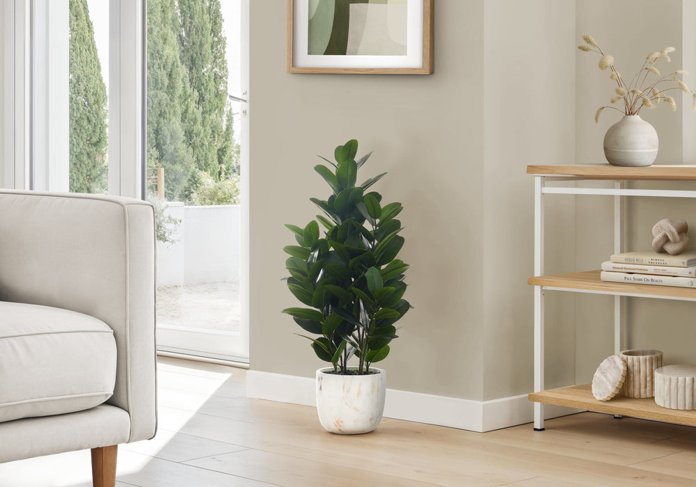 Artificial Plant, 31' Tall, Garcinia Tree, Indoor, Faux, Fake, Floor, Greenery, Potted, Real Touch, Decorative, Green Leaves, White Cement Pot Media 1
