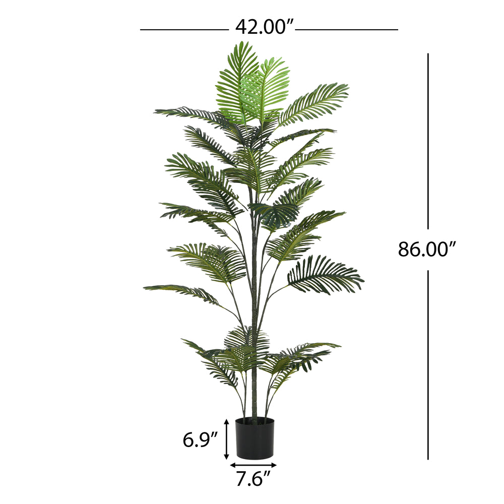 86' Artificial Palm Tree with Black Plastic Pot Media 6