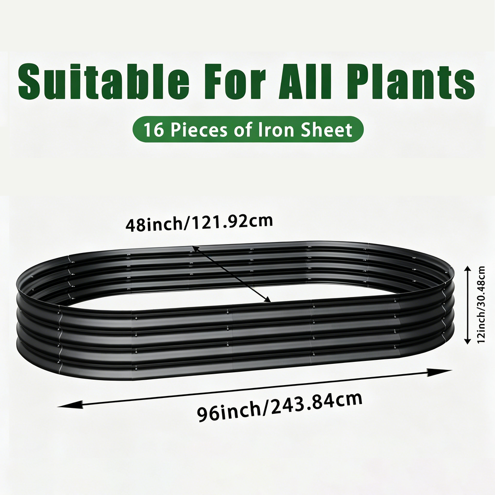 Galvanized Raised Garden Bed 8x4x1ft - Heavy Duty Metal Planter Box for Vegetables, Herbs & Flowers, Rust-Proof Outdoor Garden Bed with Large Capacity, Black Media 11