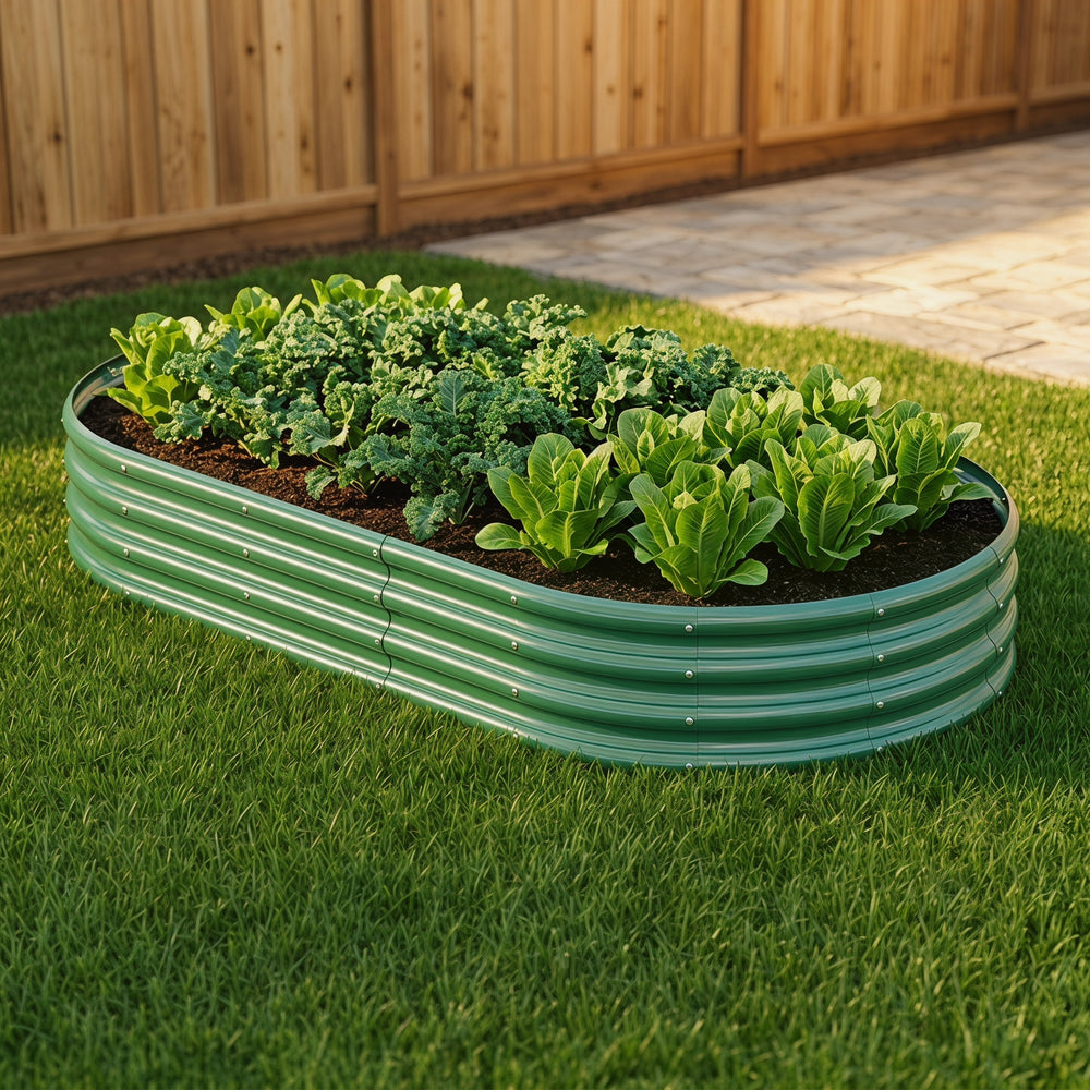 Galvanized Raised Garden Bed 6x3x1ft - Heavy Duty Metal Planter Box for Vegetables, Herbs & Flowers, Rust-Proof Outdoor Garden Bed with Large Capacity, Green, 1PCS Media 3