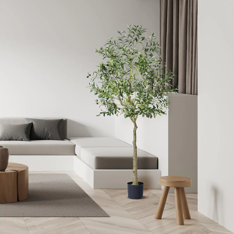 Artificial Olive Tree, 6 FT Tall Faux Plant, Secure PE Material & Anti-Tip Tilt Protection Low-Maintenance Plant, Lifelike Green Fake Potted Tree for Home Office Warehouse Decor Indoor Outdoor