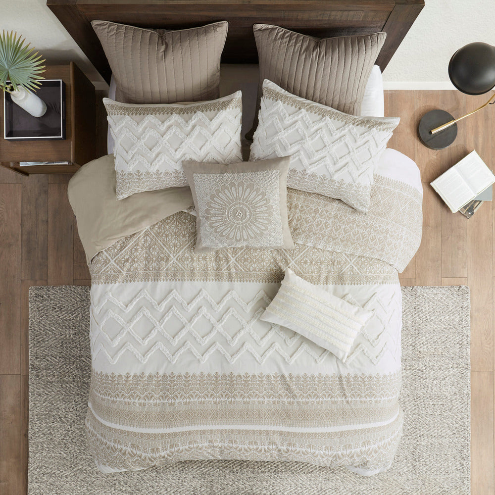 King/Cal King 3 Piece Cotton Duvet Cover Set with Chenille Tufting Media 20