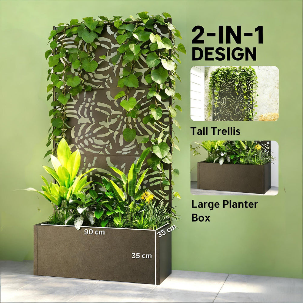 Trellis Planter,Efficient Drainage Planter Box,Spacious Metal Planter Box Media 6