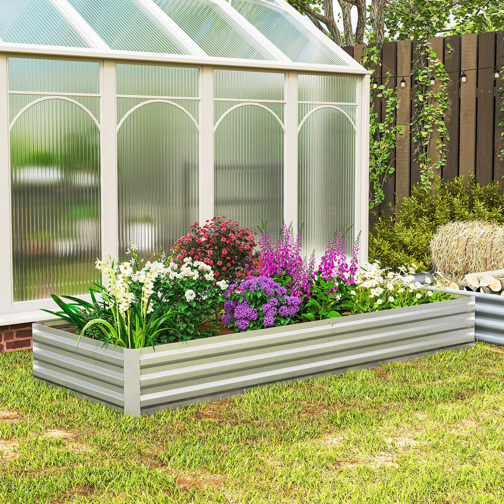 Outsunny 95' x 36' x 12' Galvanized Raised Garden Bed, Metal Elevated Planter Box, Easy DIY and Cleaning for Growing Flowers, Herbs, Silver Media 9