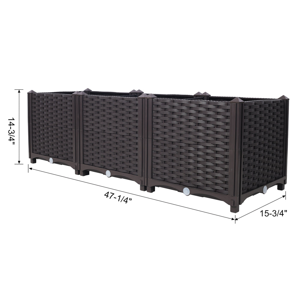 Deep Raised Garden Bed Plastic Planter Boxes for Vegetables Flowers Herbs and Succulents,Self-Watering Planter Box Raised Bed to Grow Flowers, Herbs & Vegetables, 47.2' L X 15.7' D X 14.7' H Media 11