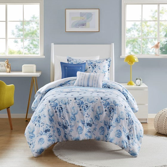 Full/Queen Floral Striped Comforter Set Media 15