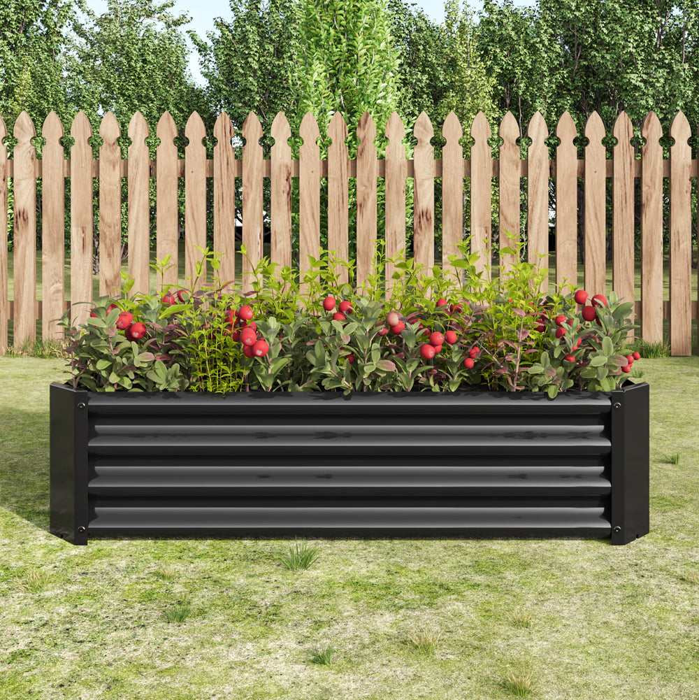 Black 4×2×1ft Metal Raised Garden Bed, Rectangle Raised Planter for Flowers Plants, Vegetables Herb Media 1