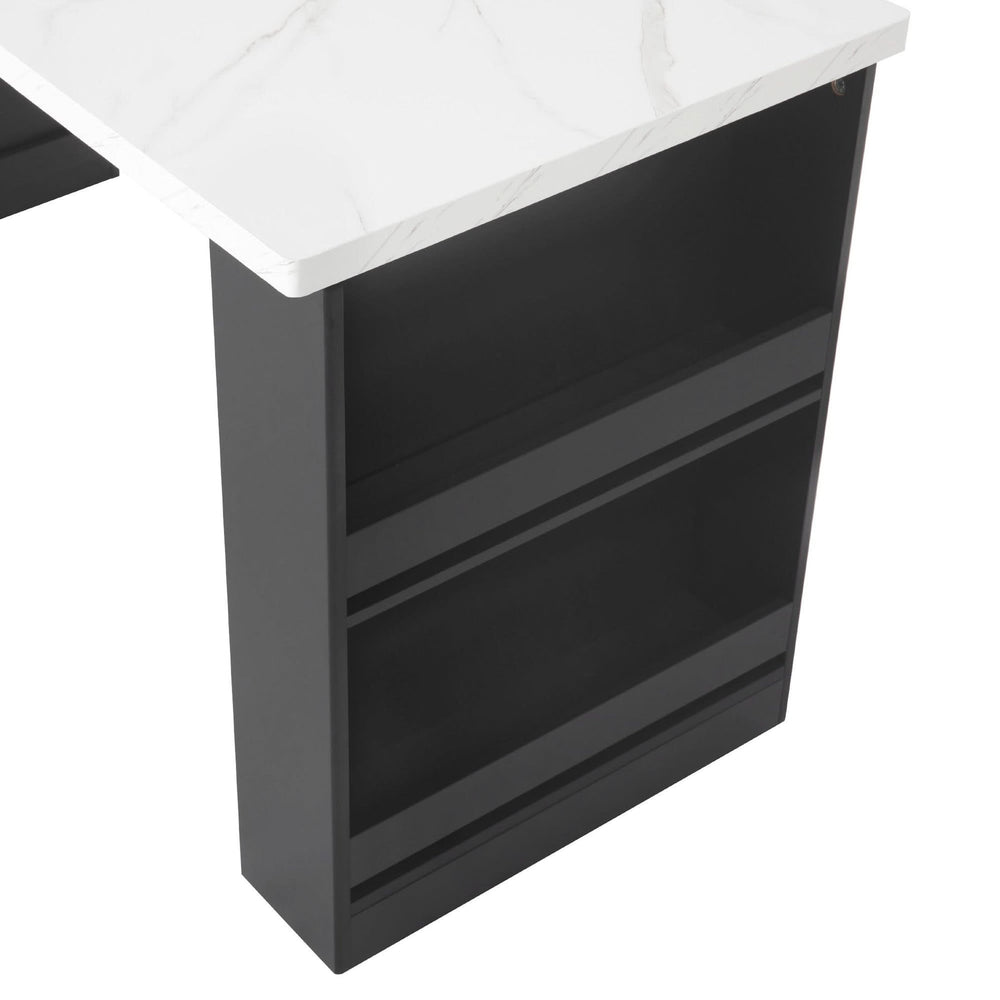 Kitchen Island Modern With Extendable Dining Table & Power Outlet For 4-6 People Black Media 46