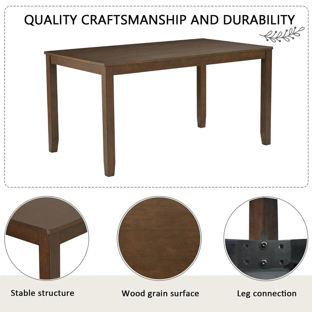 Dining Table Set Bent Wood & Rubber Wood 6 Person Farmhouse Dining Room Media 4