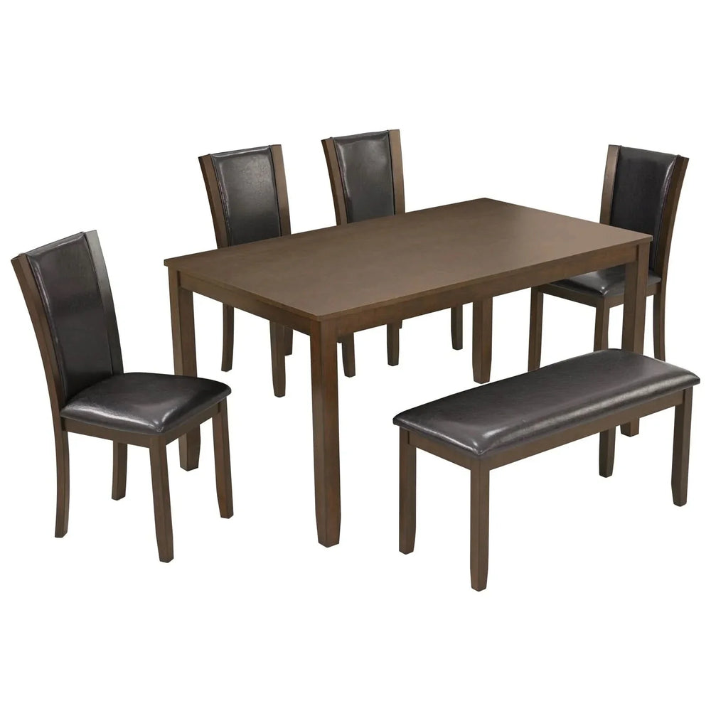 Dining Table Set Bent Wood & Rubber Wood 6 Person Farmhouse Dining Room Media 10
