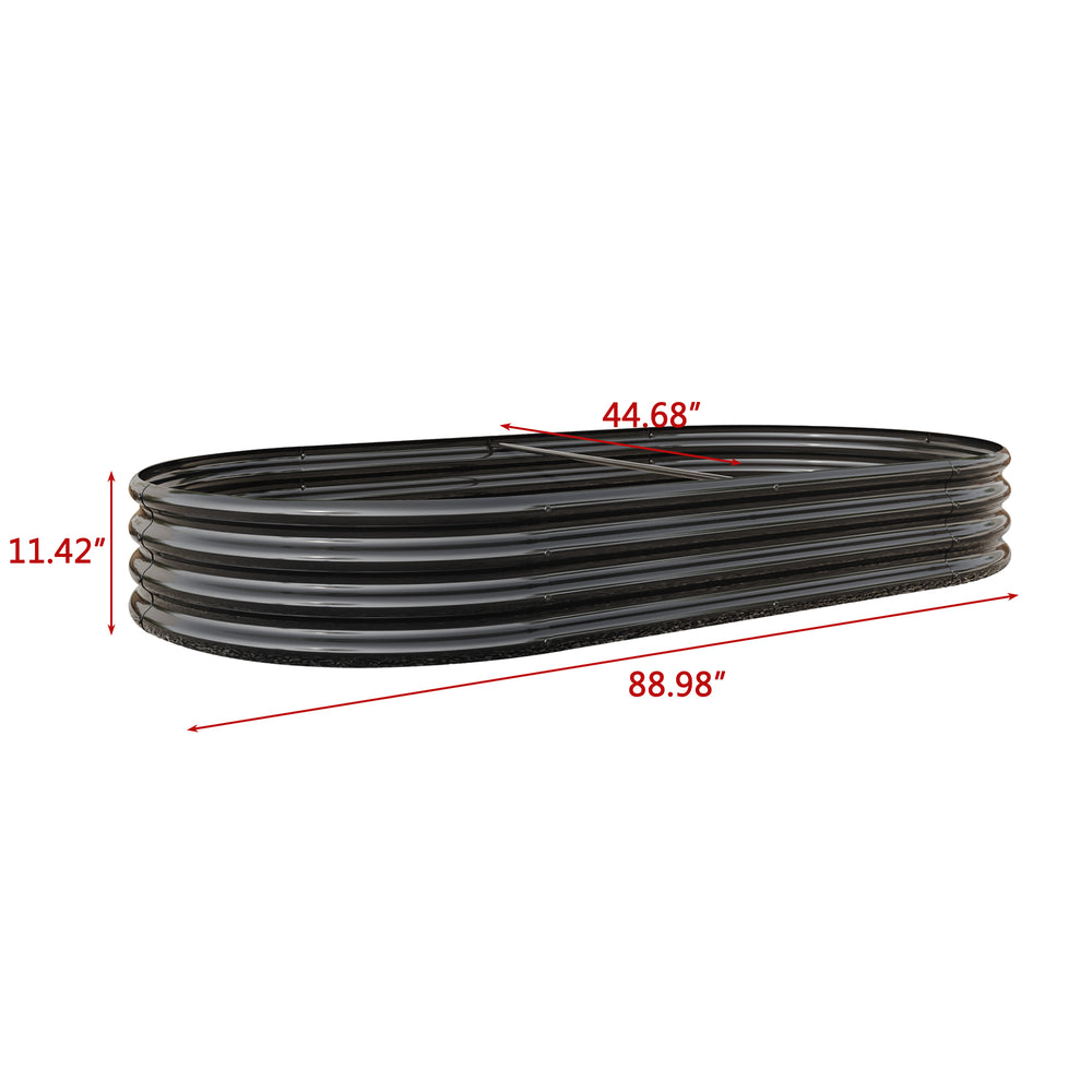 Raised Garden Bed Outdoor,   Oval Large Metal Raised Planter Bed for for Plants, Vegetables, and Flowers - Black Media 12