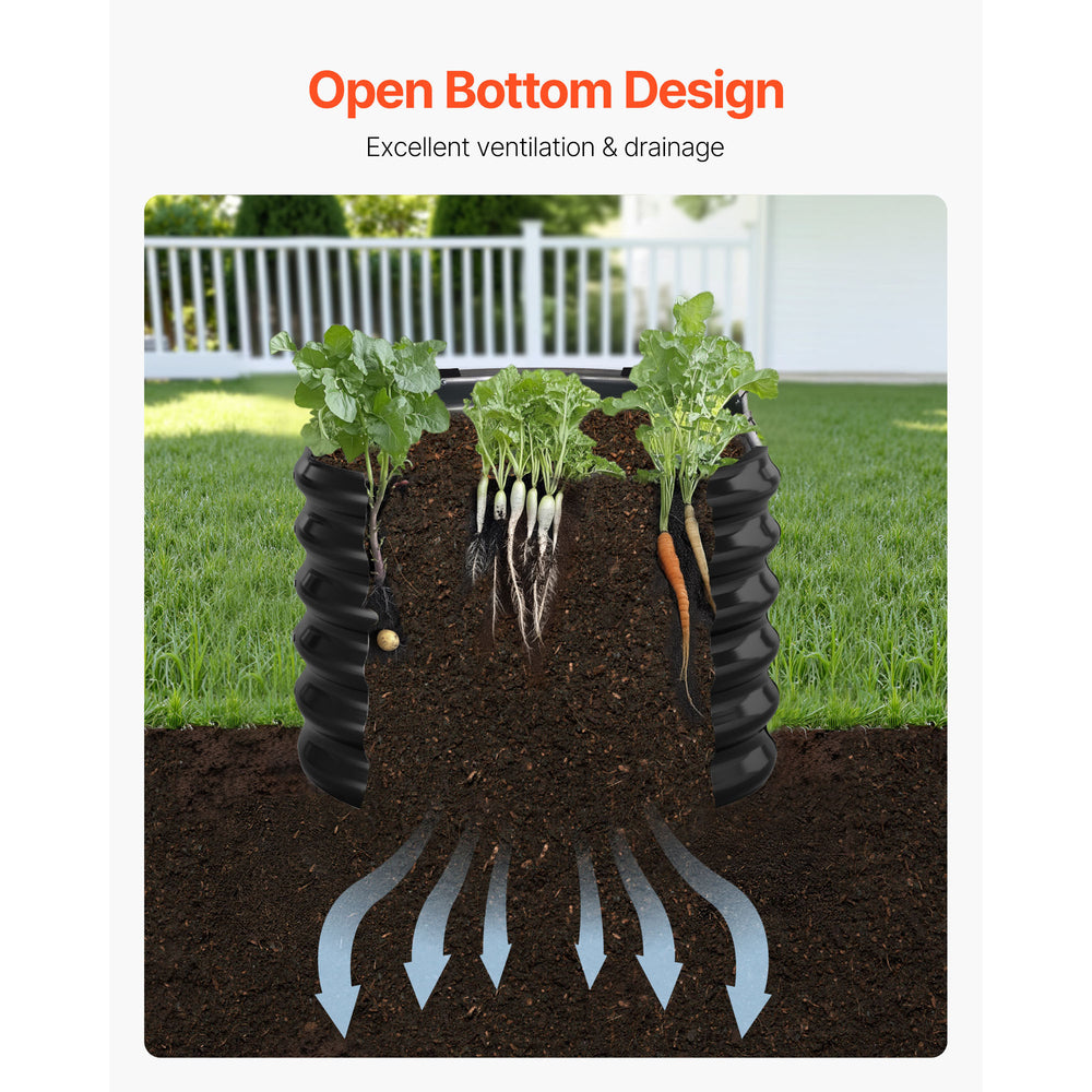 Metal Raised Garden Bed, 8 x 2 x 2 ft Oval Outdoor Galvanized Planter Garden Box, Open Bottom Design, Large Planter Raised Bed for Growing Vegetables, Flowers, Herbs, and Succulents, Dark Gray Media 2