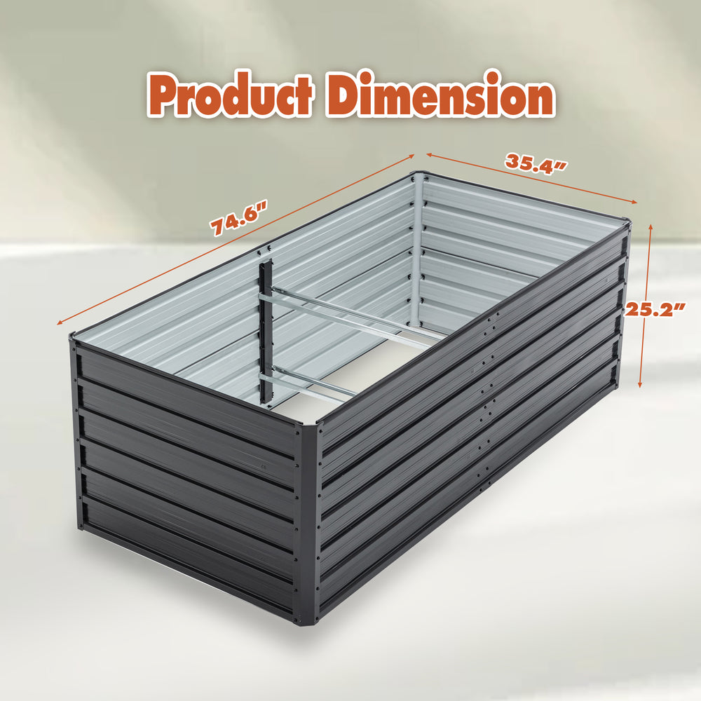2-Pack 6x3x2 FT Galvanized Metal Raised Garden Beds, Reinforced Rustproof Colored Steel Planter Boxes for Vegetables, Flowers, Herbs and Succulents Outdoor Media 2