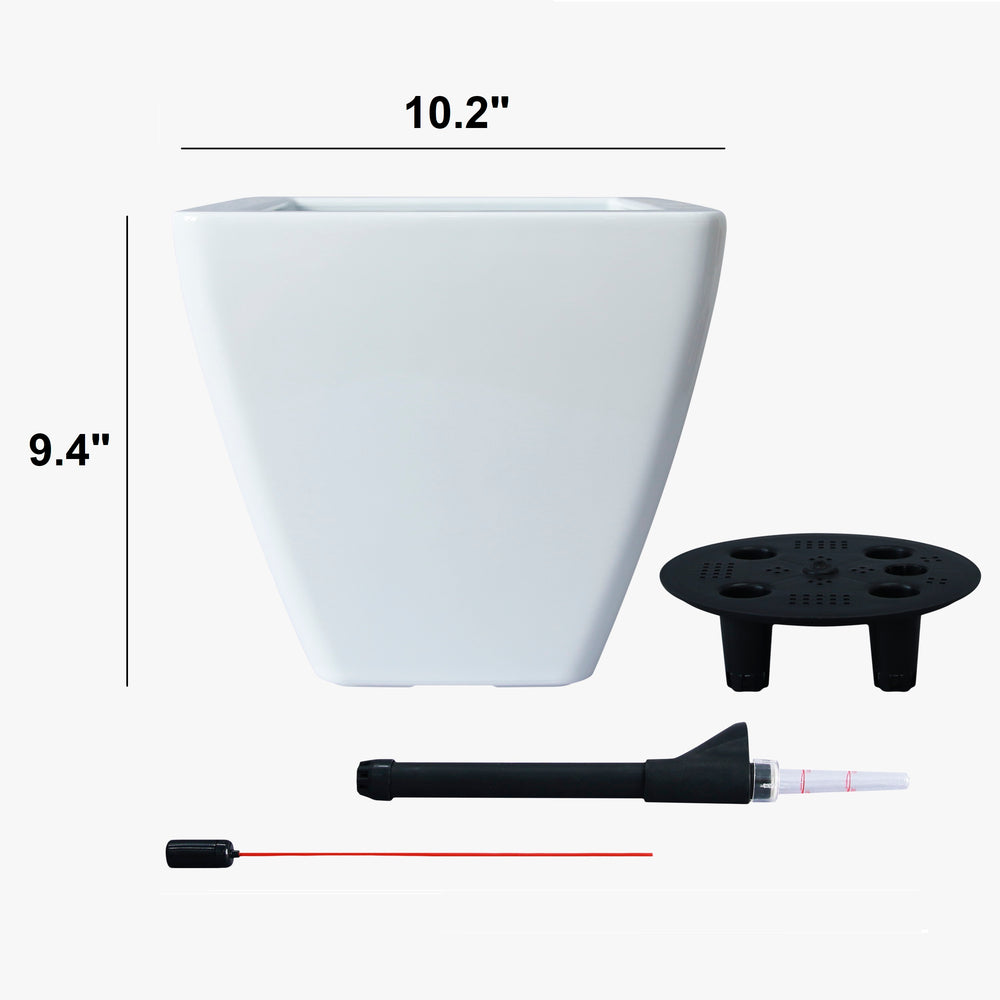 2-Pack Smart Self-watering Planter Pot for Indoor and Outdoor - White - Square Cone Media 6