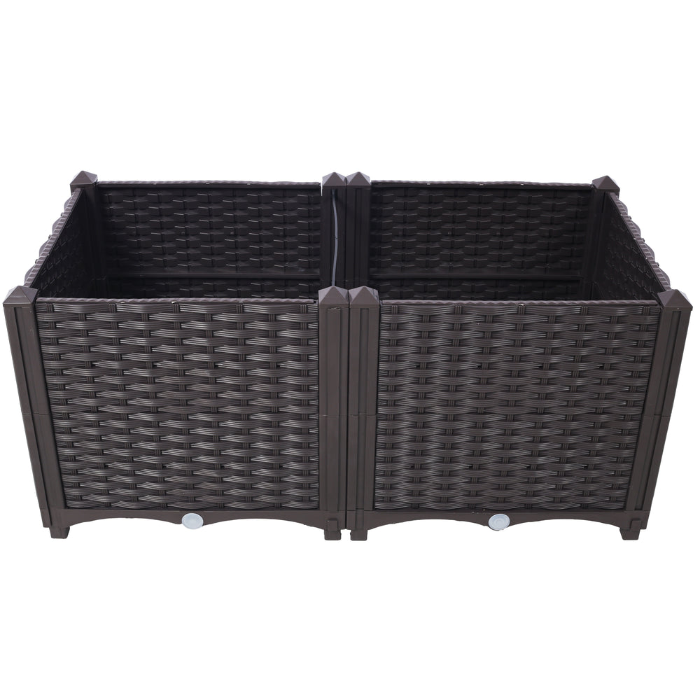 Deep Raised Garden Bed Plastic Planter Boxes for Vegetables Flowers Herbs and Succulents,Self-Watering Planter Box Raised Bed to Grow Flowers, Herbs & Vegetables, 31.5' L X 15.7' D X 14.7' H Media 6