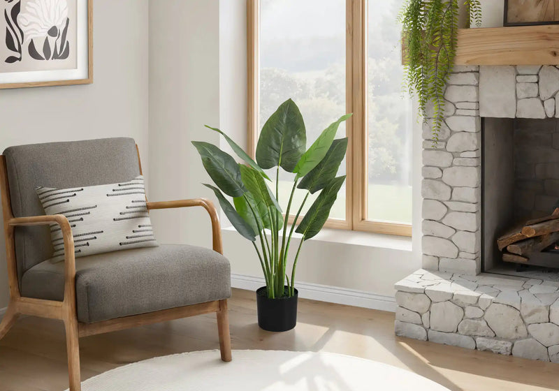 Artificial Plant, 37' Tall, Aureum Tree, Indoor, Faux, Fake, Floor, Greenery, Potted, Real Touch, Decorative, Green Leaves, Black Pot