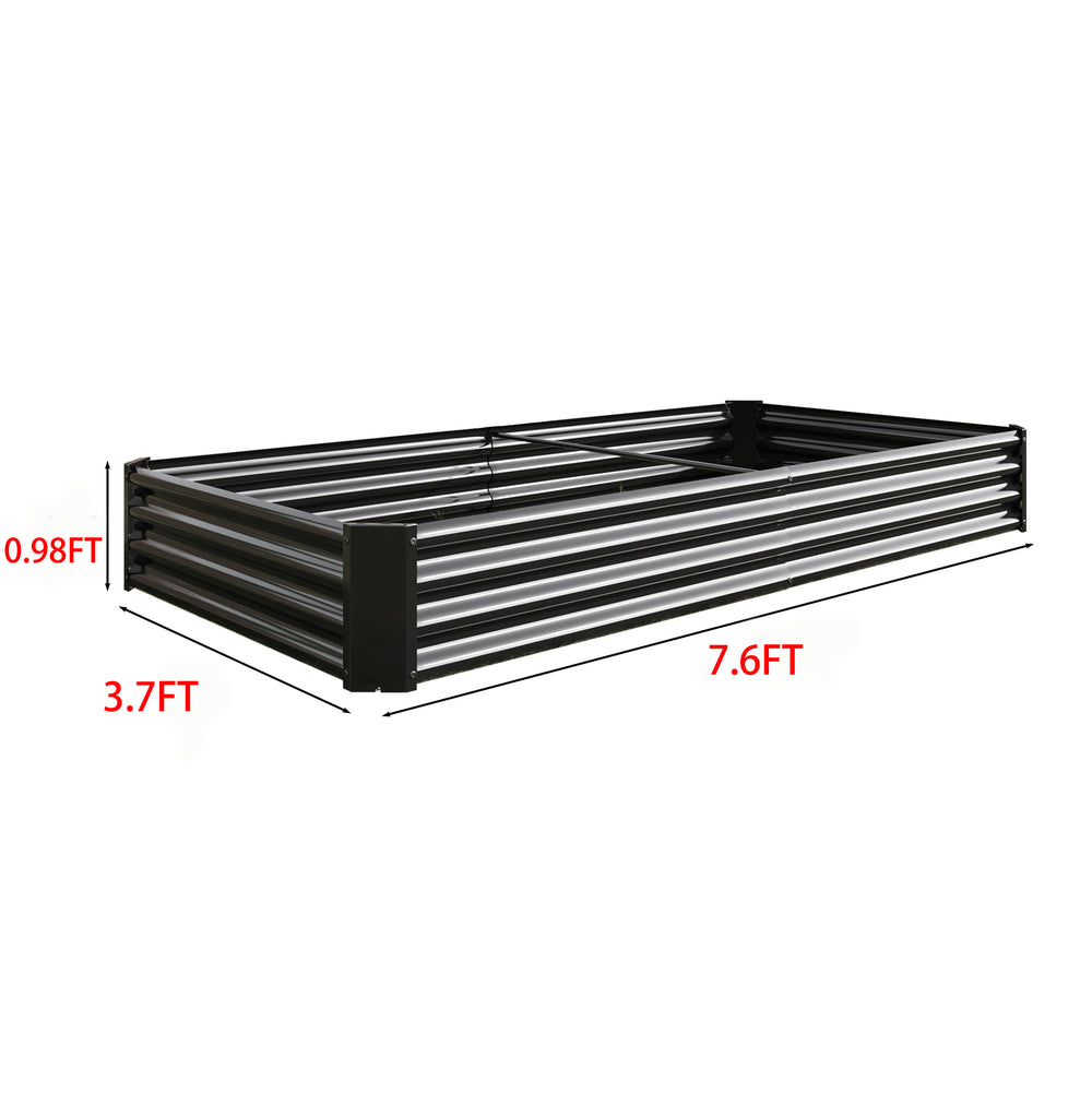 Raised Garden Bed Kit - Metal Raised Bed Garden 7.6x3.7x0.98ft for Flower Planters, Vegetables Herb Black Media 14