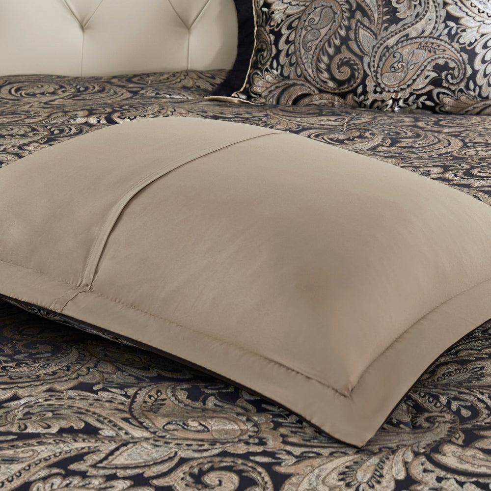 12 Piece Comforter Set with Cotton Bed Sheets Black Queen Media 15