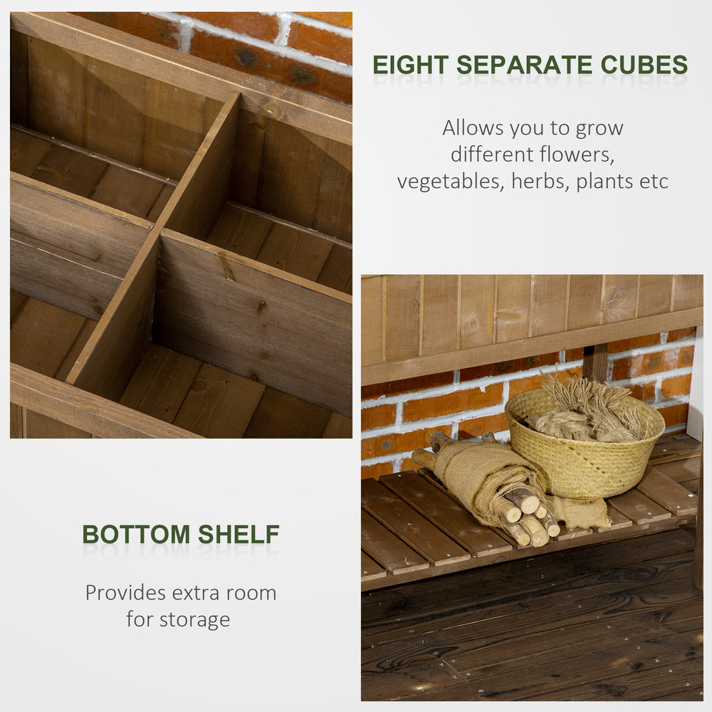 Outsunny 43x18x30in Raised Garden Bed with 8 Pockets and Shelf, Wooden Elevated Planter Box with Legs to Grow Herbs, Vegetables, and Flowers, Dark Brown Media 4
