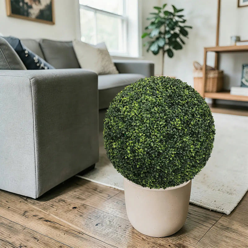 22.4IN dark Artificial Topiary Balls Outdoor Faux Boxwood Large Decorative Green Spheres for Garden Front Porch Patio Planter Decoration, 2pcs/set