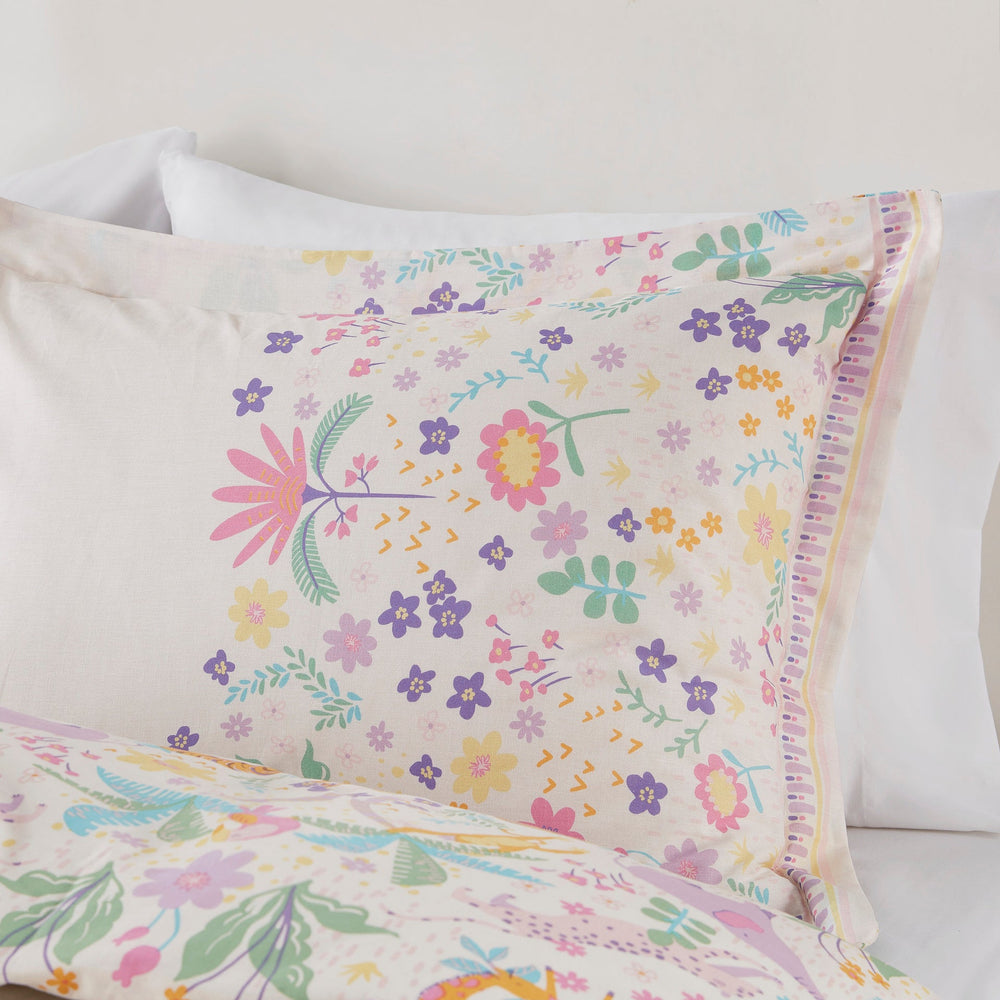4 PCS Full/Queen Floral Reversible Cotton Comforter Set with Throw Pillow Purple Media 20