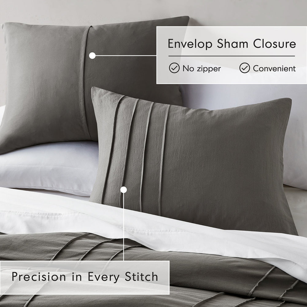 3-Piece Cal King Soft Washed Pleated Comforter Set Media 9